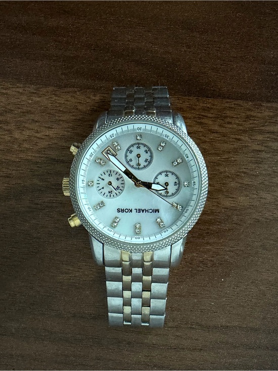 Michael Kors Accessories - Michael Kors Two-Tone Silver and Gold Crystal Dial Chronograph Watch